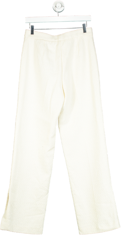 Zara Creme Textured Trousers UK S