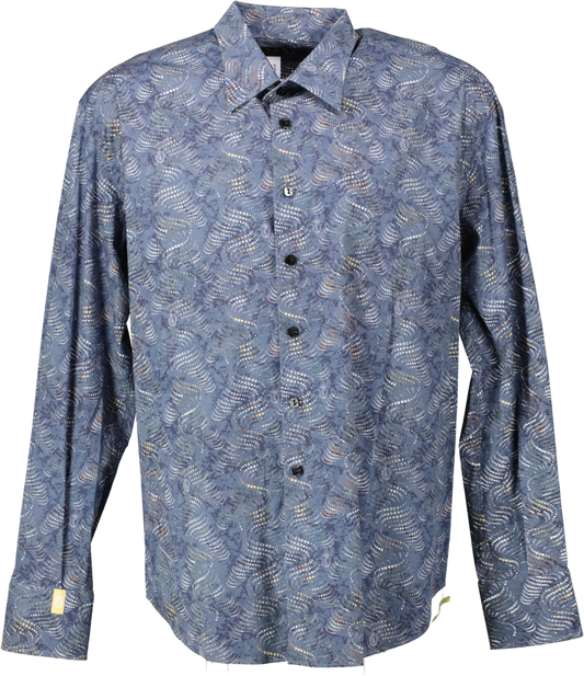 Billionaire Blue Gold Cut Ls Milano/multi Geometric Long Sleeve Shirt UK 5XL