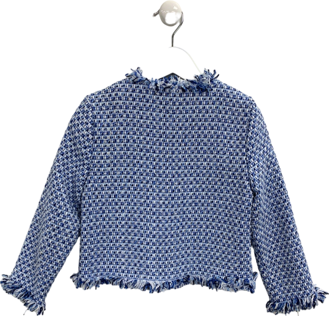 Il Gufo Blue Tweed Fringed Jacket 5 Years