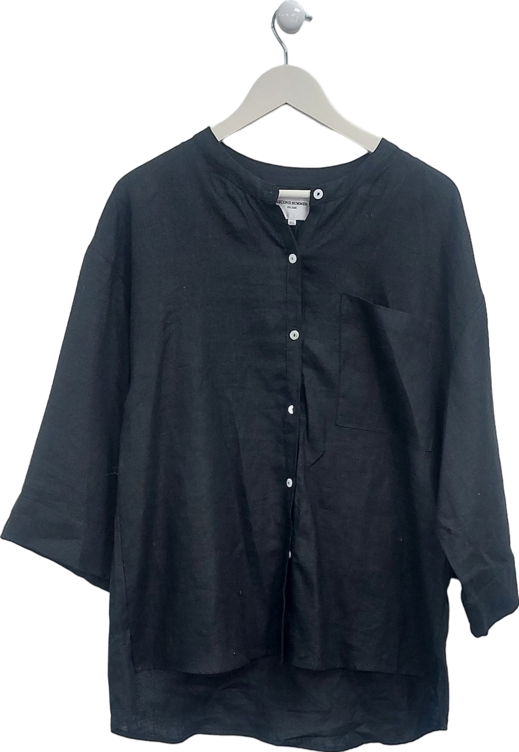 Second Summer Black Andrea Linen Shirt UK M/L