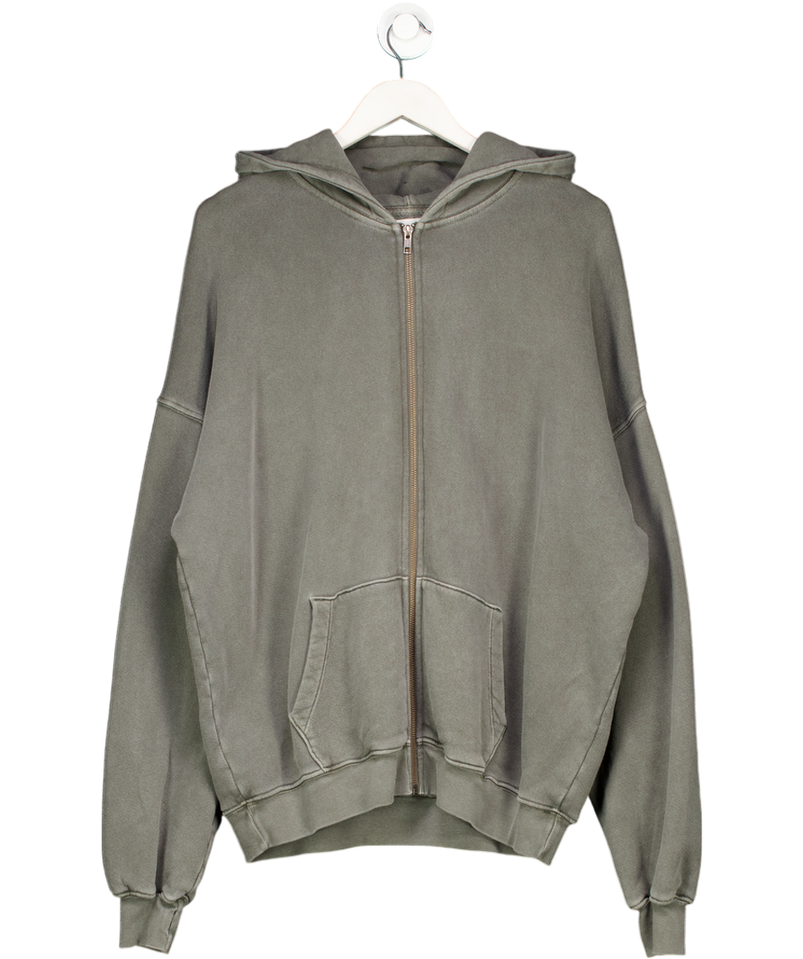 Joah Brown Grey Washed Zip Hoodie One Size