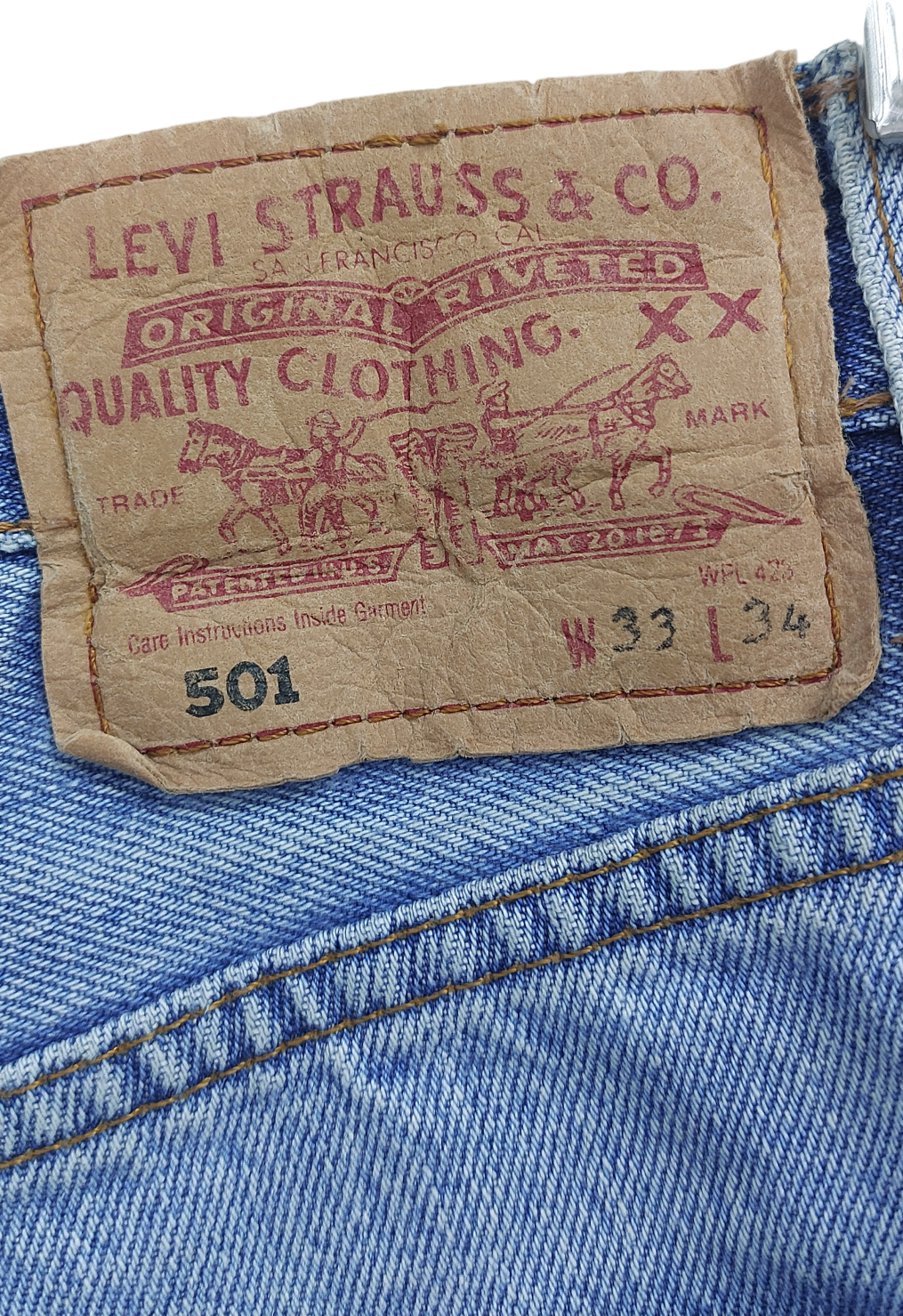 levis Blue 501 Original Denim Shorts W33