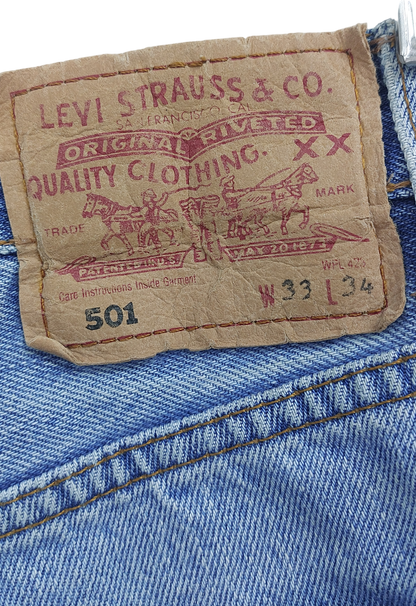 levis Blue 501 Original Denim Shorts W33