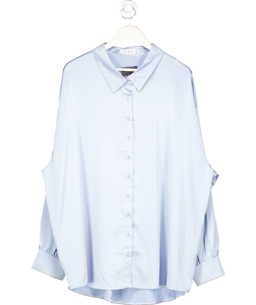 In The Style Blue Plus Size Satin Shirt UK 24
