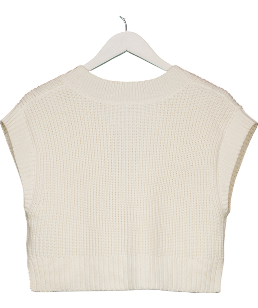 Mint Velvet Cream Cropped Cotton Blend V-neck Sleeveless Knit UK XS