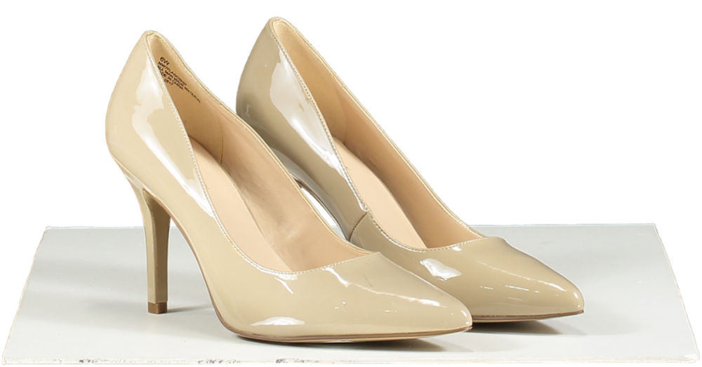 Kurt Geiger Nine West Nude Patent Mid Heel Court Shoes UK 7.5  👠