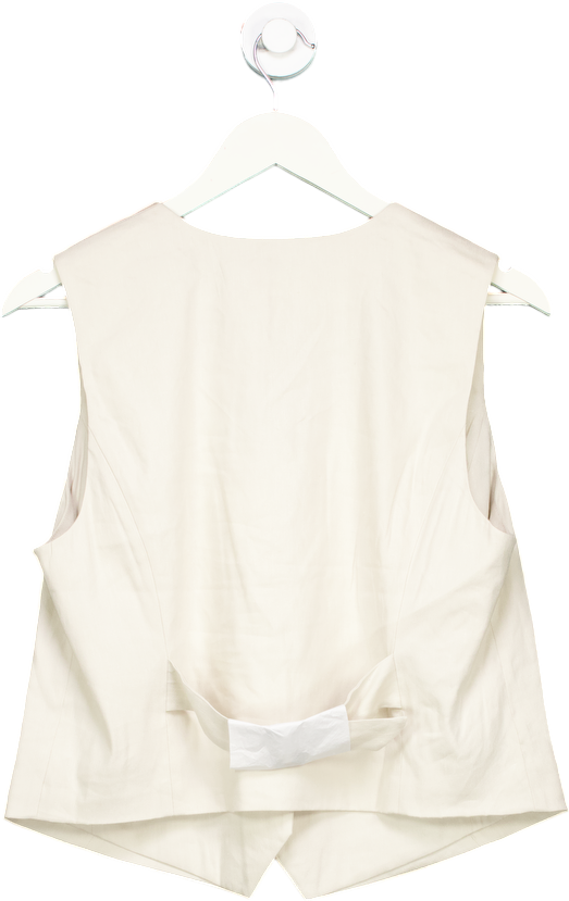 The White Company White Linen Stretch Tailored Waistcoat UK 12