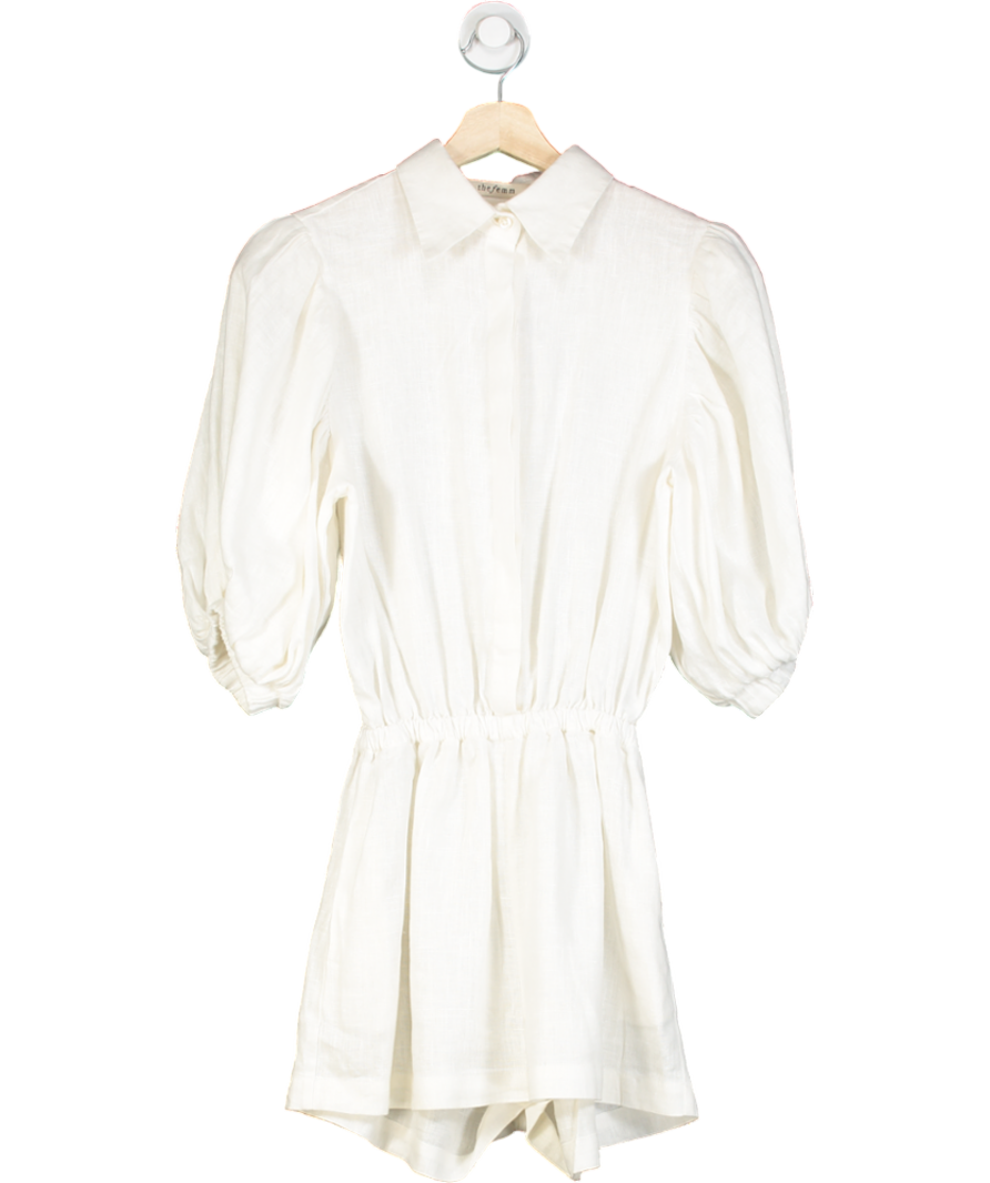 The Femm White Zoe Linen Romper Playsuit UK S