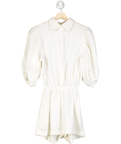 The Femm White Zoe Linen Romper Playsuit UK S