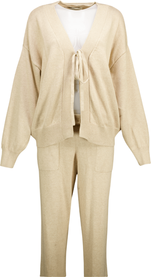 FREE PEOPLE BEACH 2-piece Knitted Beige Solar Sweater Lounge Set UK L