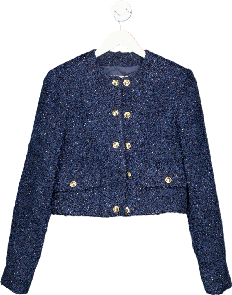 Michael Kors Navy Blue Tweed Jacket UK 2