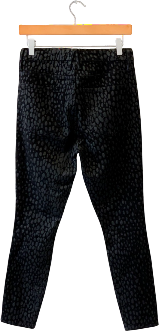 Good American Black Animal Jacquard Good Legs Cropped Jeans Us8 W29