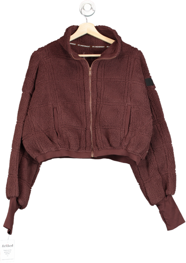Free People Burgundy Sherpa Fleece Jacket Small