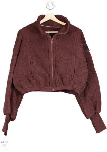Free People Burgundy Sherpa Fleece Jacket Small