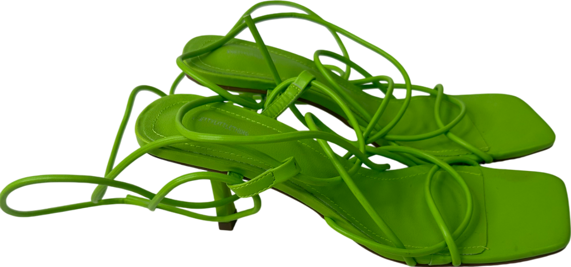 PrettyLittleThing Green Square Toe Lace Up Heeled Sandals UK 5 EU 38 👠