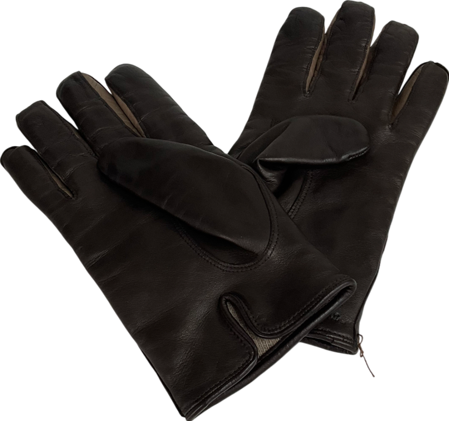 paul & smith Brown Leather 'concertina' Gloves UK L