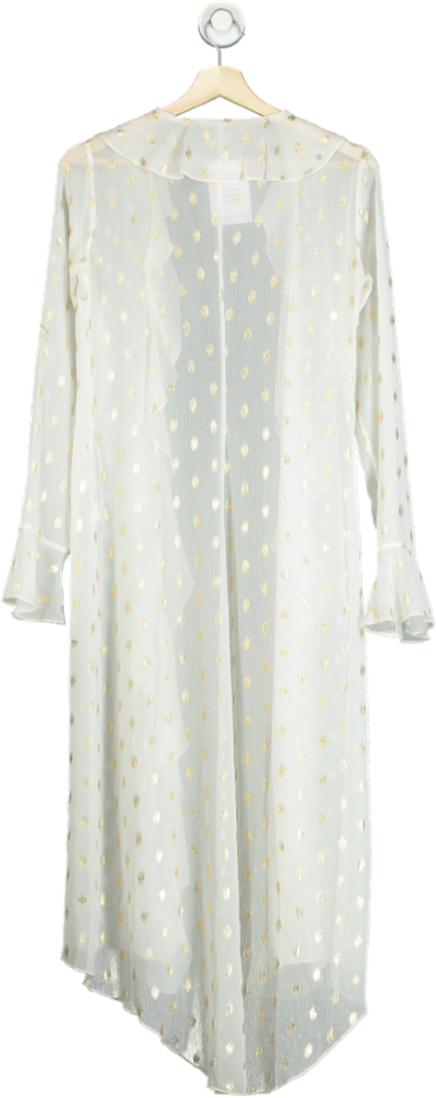 Never Fully Dressed White Gold Polka Dot Sheer Duster UK S/M