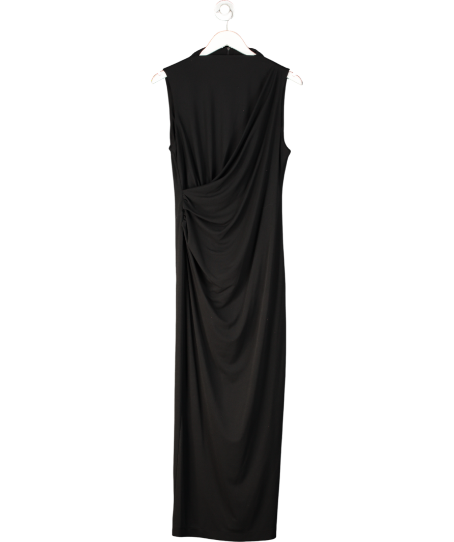 ZARA Black Ruched Midi Dress UK L