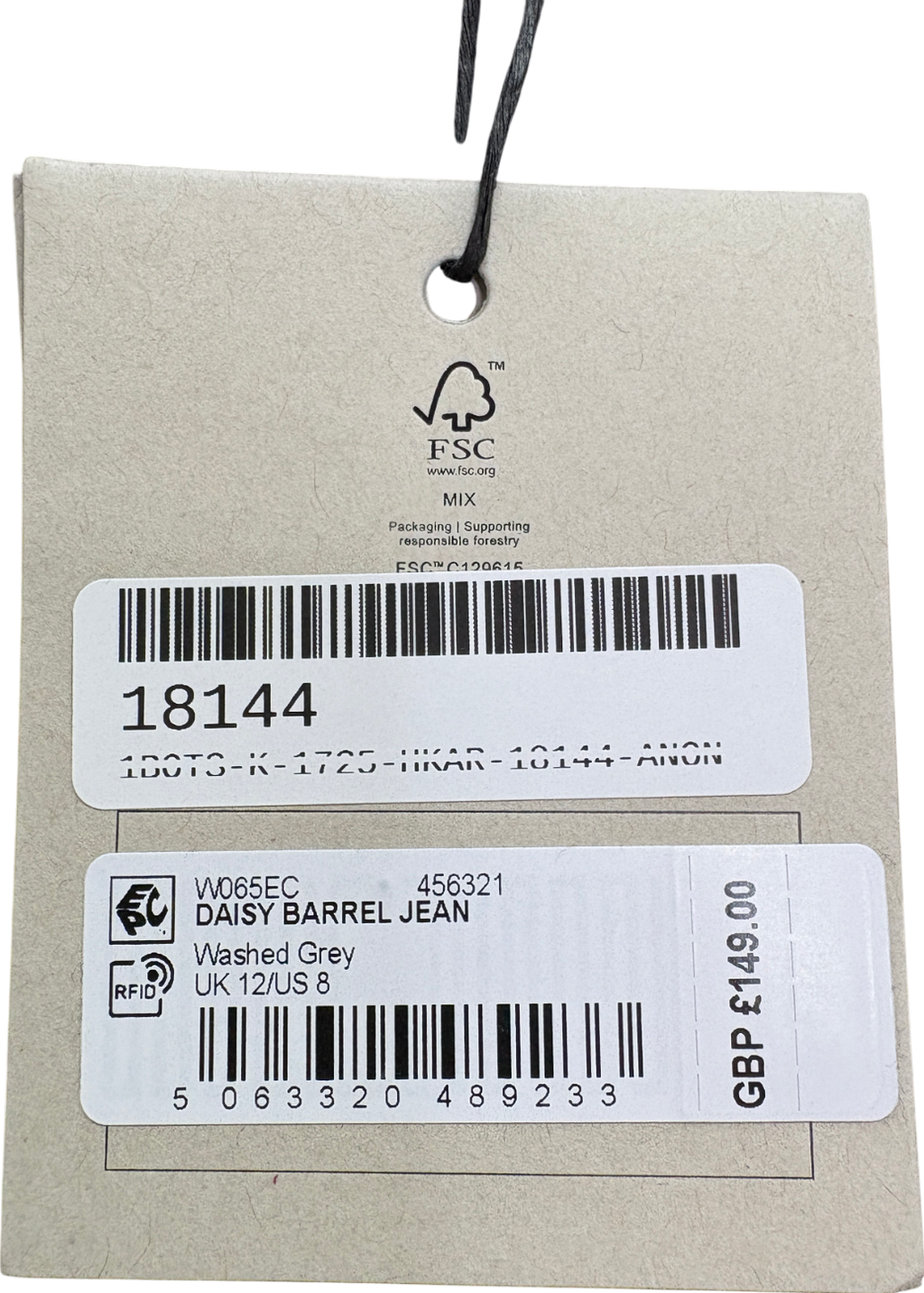 AllSaints Grey Daisy Barrel Leg Jeans UK 12