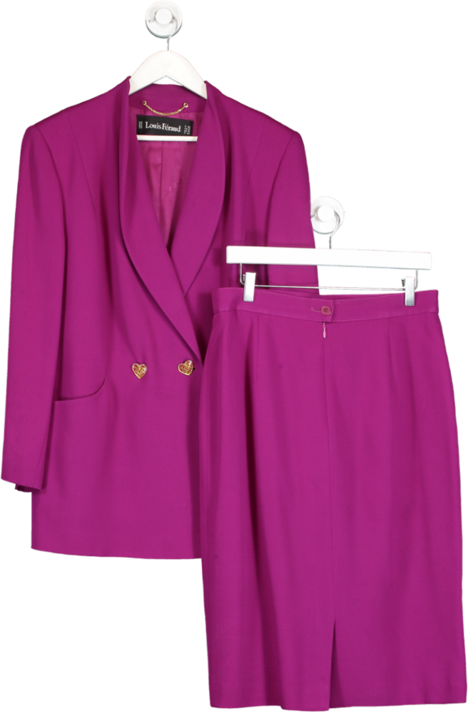 Louis Feraud 2-piece Purple Heart Button Detail Blazer & skirt suit UK 16