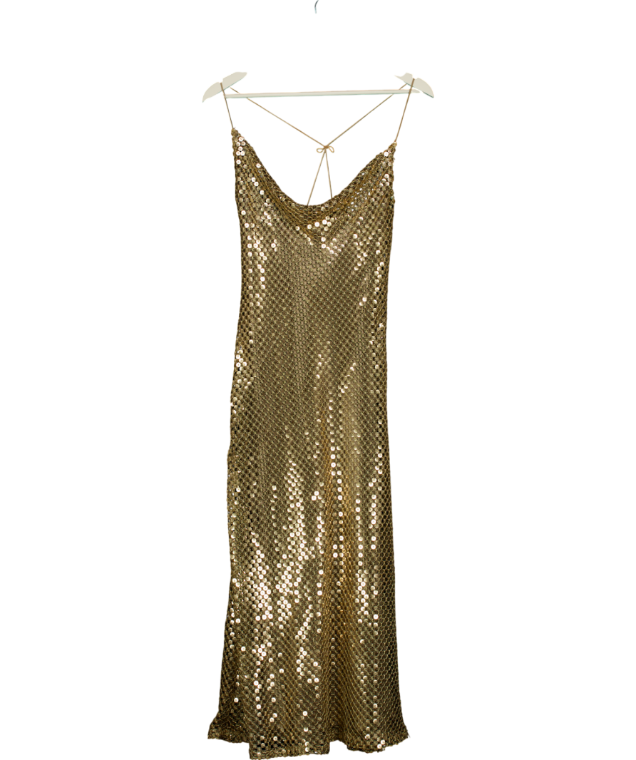 ZARA Metallic Slip Midi Dress UK S