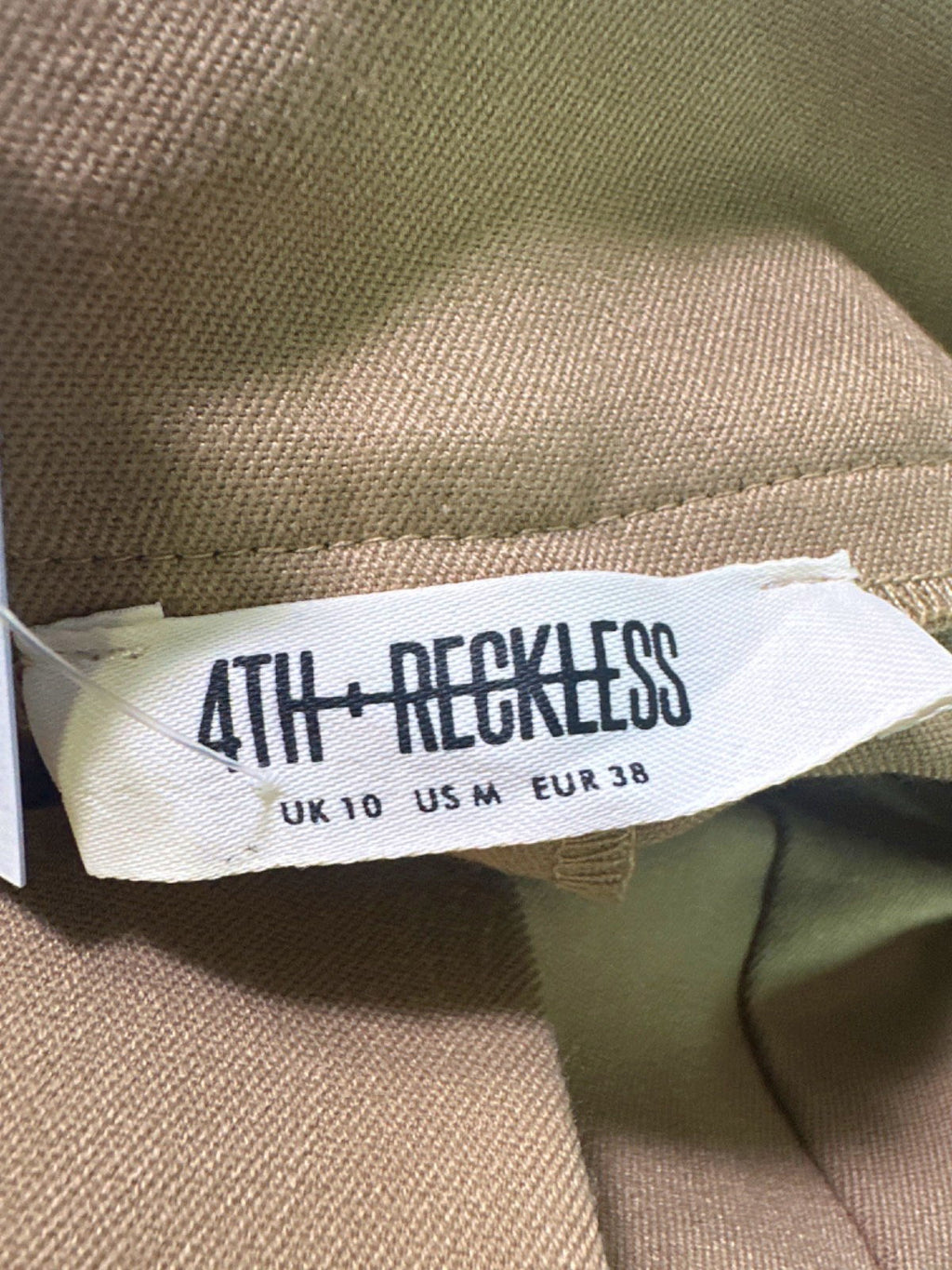 4TH + Reckless Beige Wide Leg Trousers UK 10