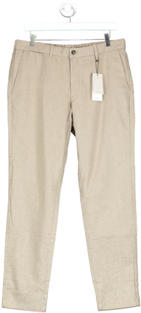 MANGO Beige Slim Fit Structured Cotton Trousers BNWT W34