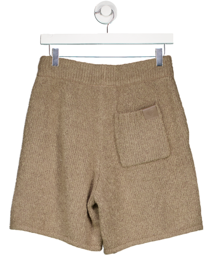 The Couture Club Boucle Knit Logo Pocket Shorts Brown UK S