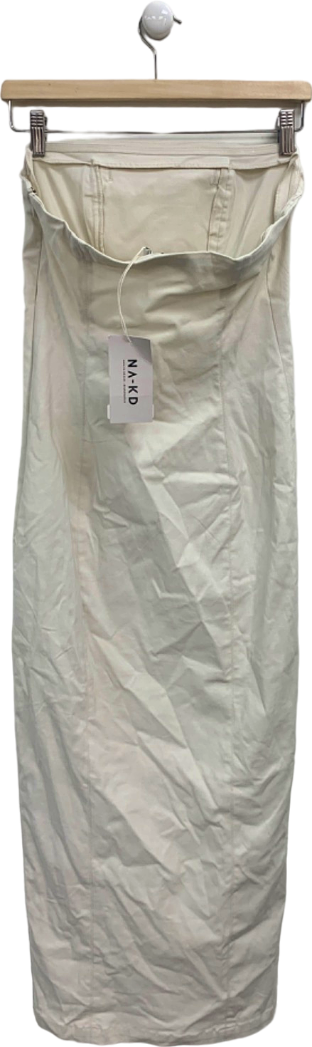 NA-KD Off White Double Breasted Bandeau Midi Dress EU 38 UK 10