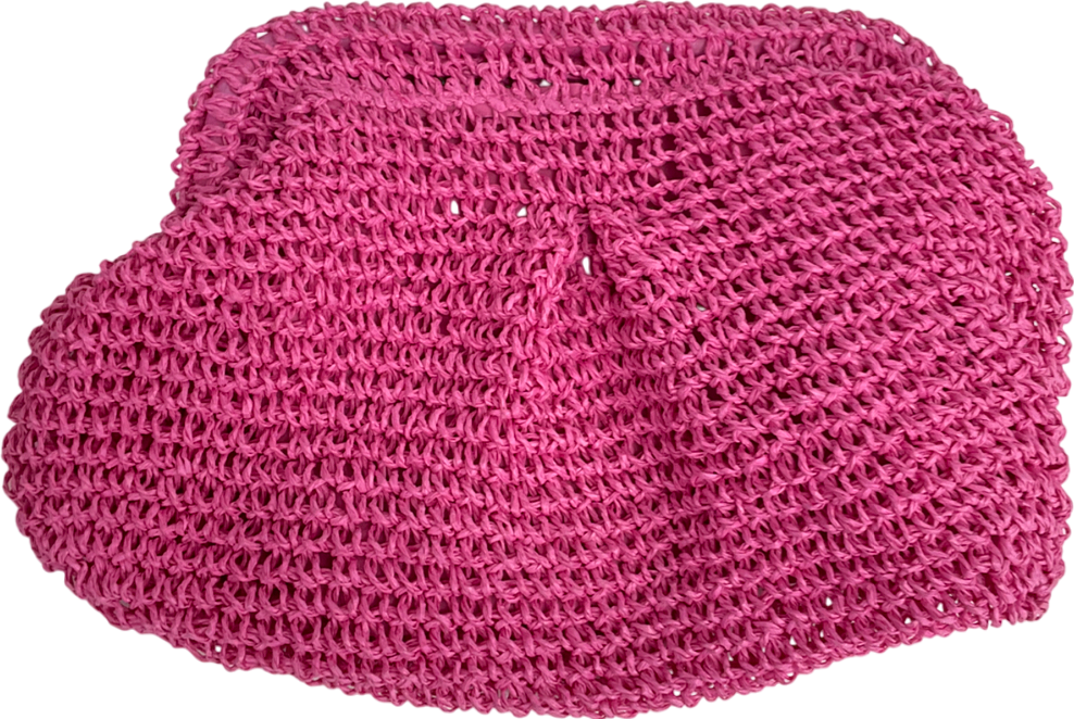 boohoo Pink Straw Clutch Bag