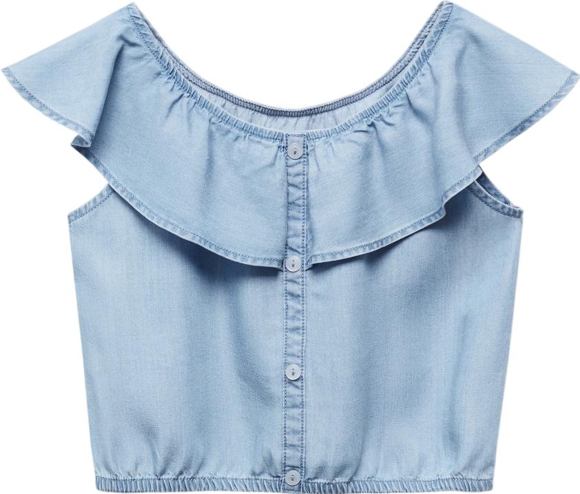 MANGO Blue Denim Blouse With Buttons 6 Years