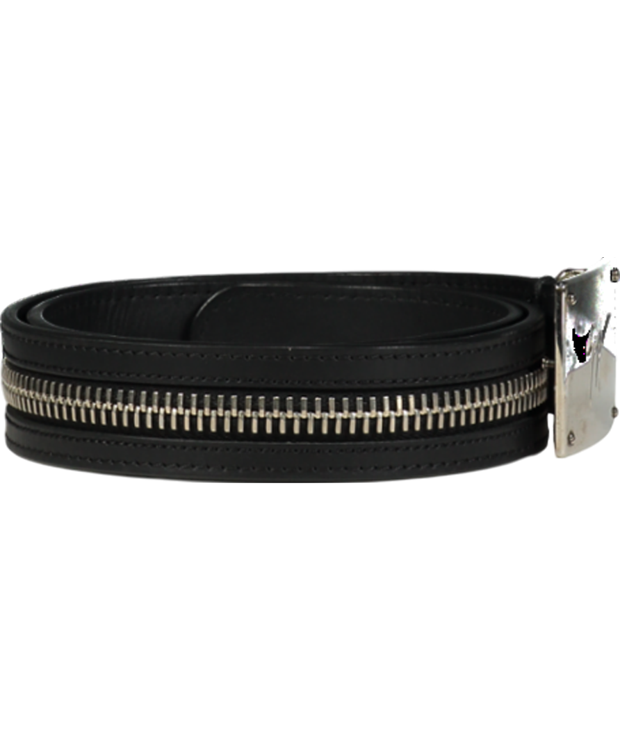 Giuseppe Zanotti Black Leather Square Logo Buckle Belt 90cm W30