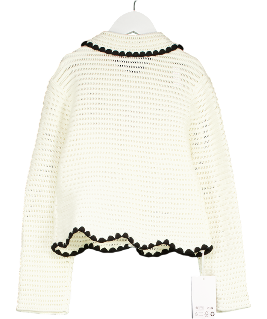 Self-Portrait Cream Crochet Cardigan with Gold Heart Buttons 8-10 Years