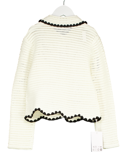 Self-Portrait Cream Crochet Cardigan with Gold Heart Buttons 8-10 Years