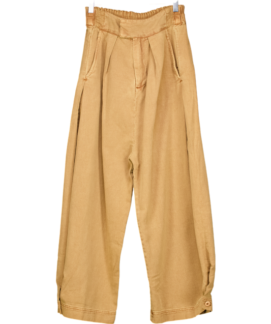 Free People Brown Cool Harbor Wide-leg Trousers UK XS