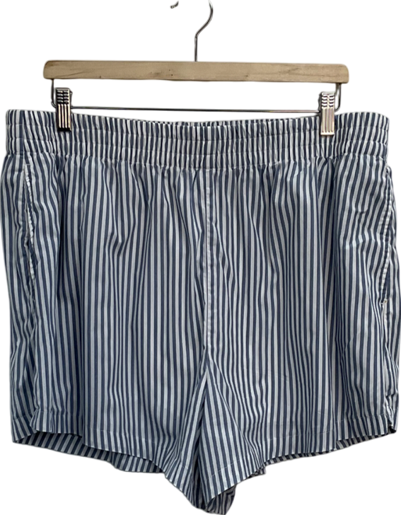 Abercrombie & Fitch White Cotton Blend Striped Pull On Shorts UK XL