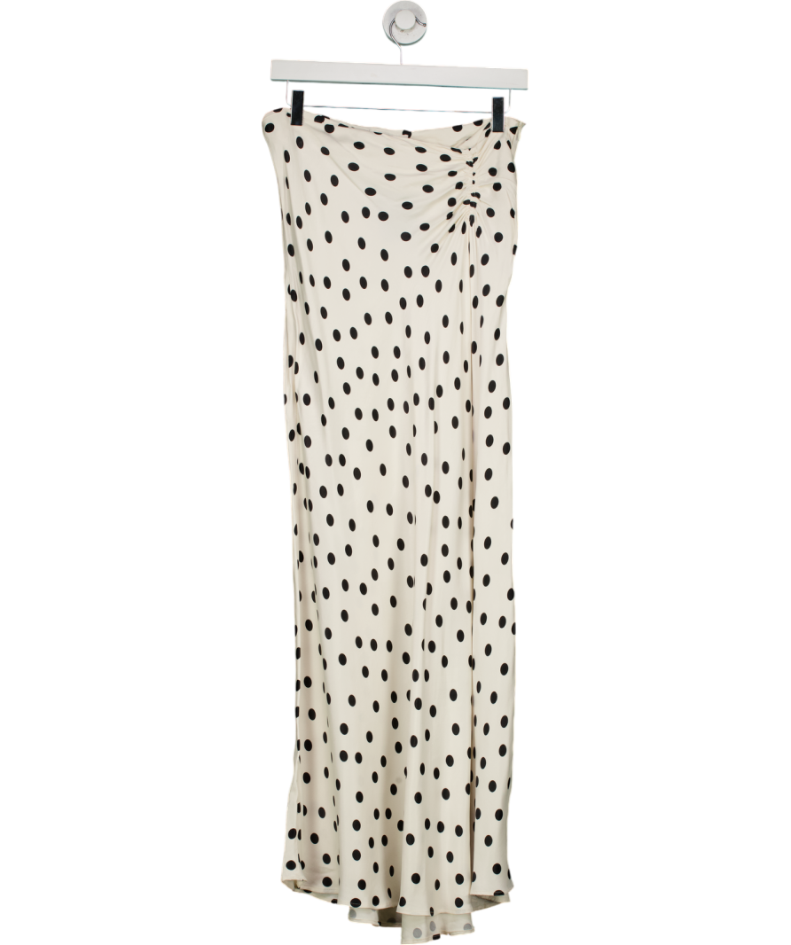 MANGO White Satin Polka Dot Skirt UK M