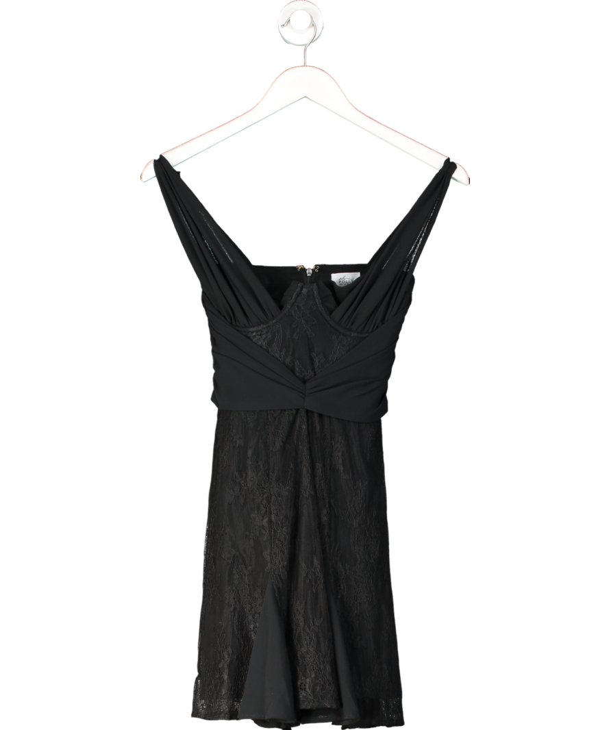 Oh Polly Black Manor Draped Bust A-line Mini Dress UK 4