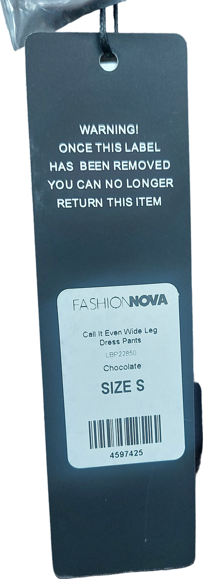 Fashion Nova Brown Call It Even Wide Leg Dress Pants UK S