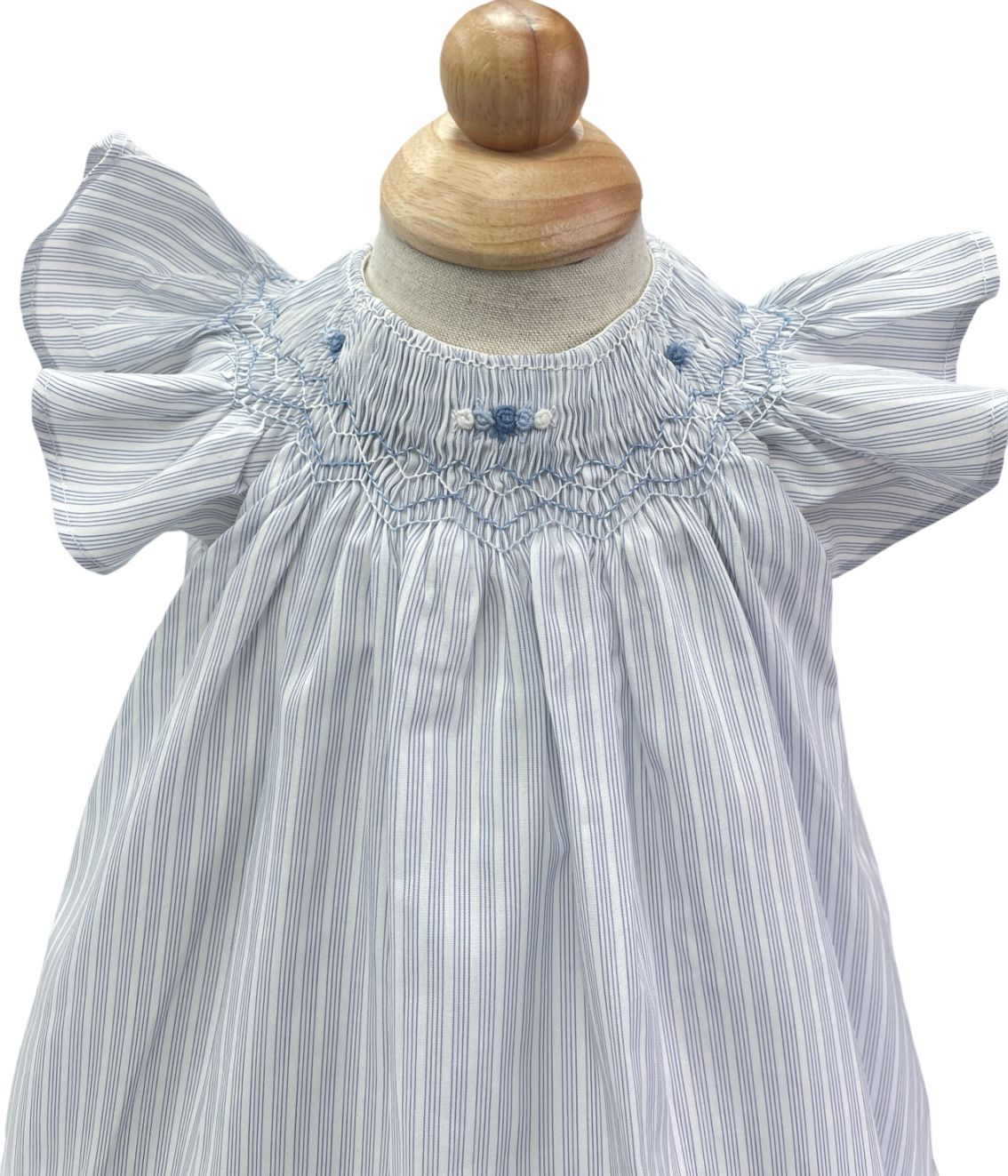 Tartine et Chocolat White Lavande Striped Embroidered Smocked Dress 6-9 Months