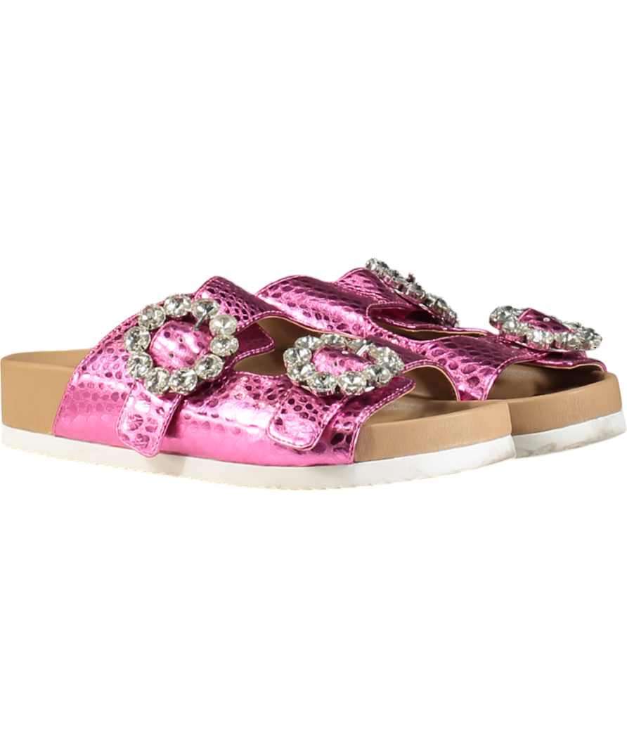 Kurt Geiger Pink Marlo Crystal Croc-print Sandals UK 4 EU 37 👠