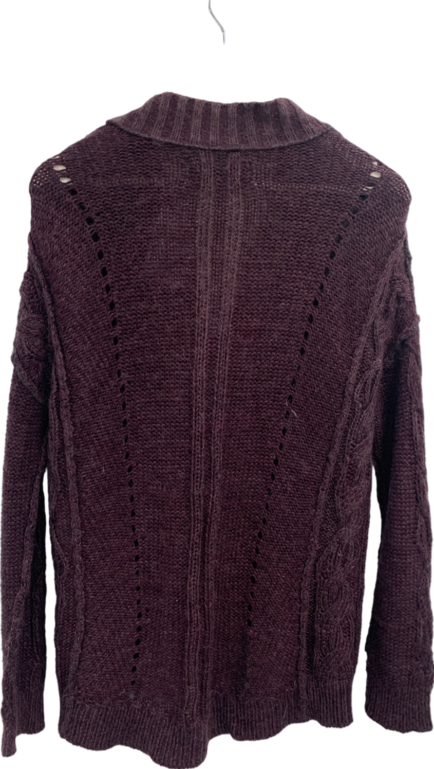 AllSaints Purple Burgundy Knitted Cardigan UK 8