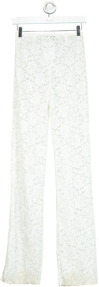 SLA THE LABEL White Lace Flared Trousers UK XS