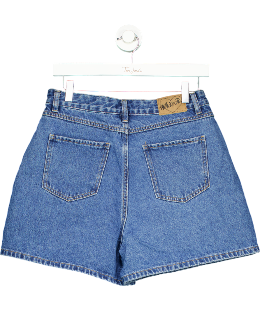 White Fox Hurt Feelings Denim Shorts Cobalt Blue Wash UK L