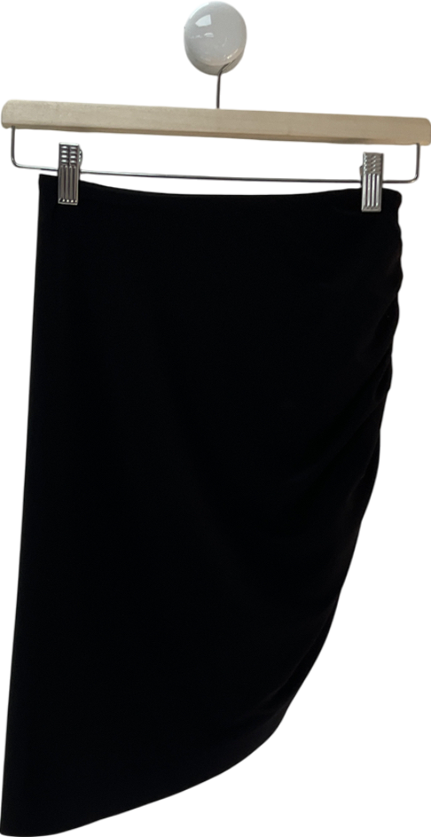 Norma Kamali Black Side Drape Mini Skirt UK S
