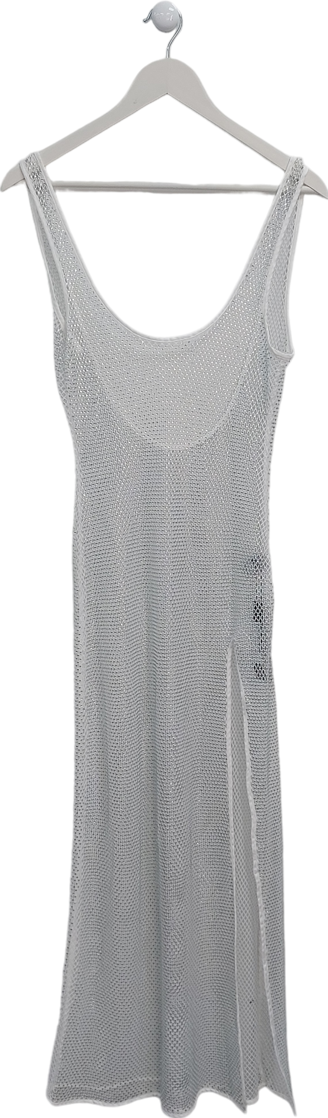 ALT White Open Mesh Dimante Dress UK S