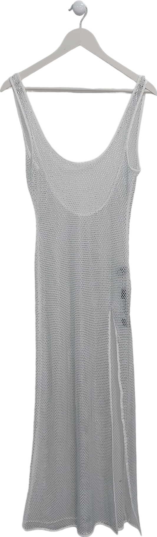 ALT White Open Mesh Dimante Dress UK S