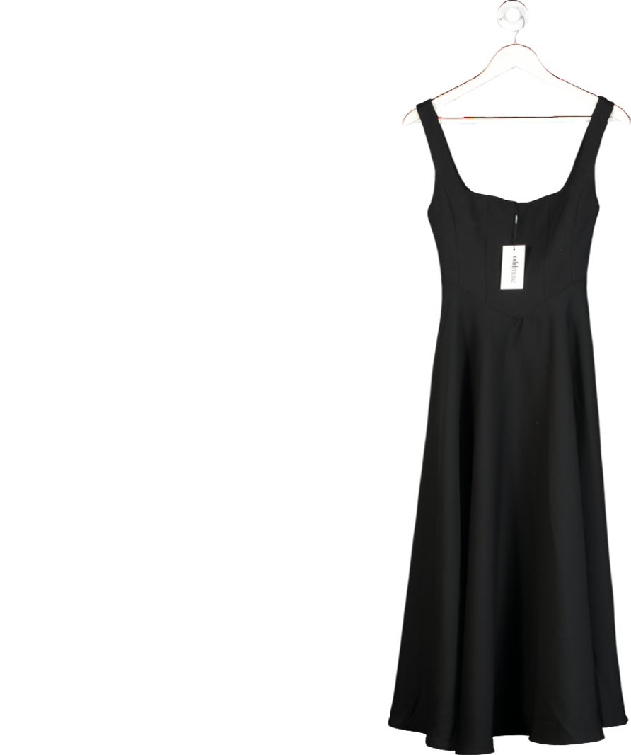 OddMuse Black The Ultimate Muse High Waist Square Neck Midi Dress UK XS