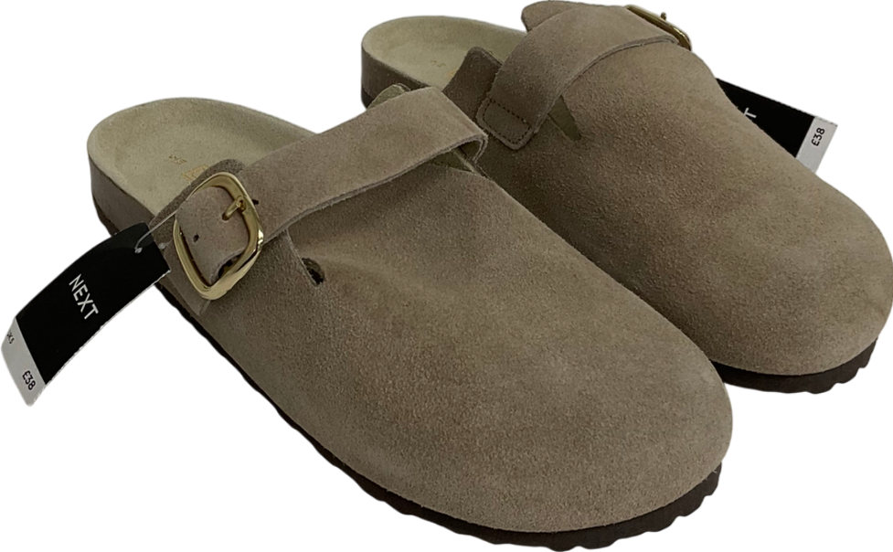 Next Beige Neutral Forever Comfort Leather Footbed Clogs UK 5 EU 38 👠