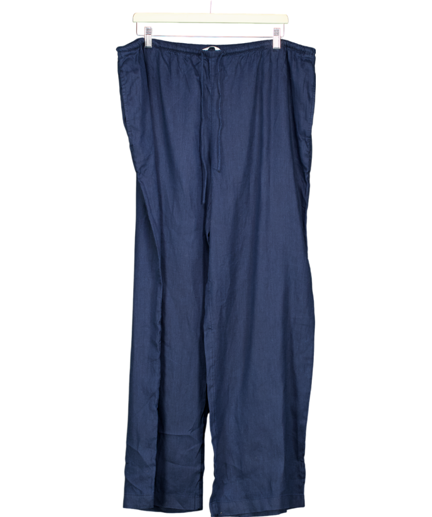 H&M Blue Linen Drawstring Trousers UK XL
